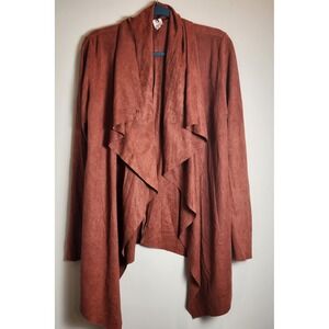 Flawless Rust Orange Draped Wrap Front Cardigan Jacket Women's Size L Pockets
